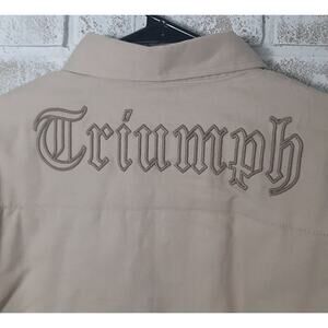 Triumph Tragedy Twill Shaket Embroidered Quilted Liner Button Up sz M Moto